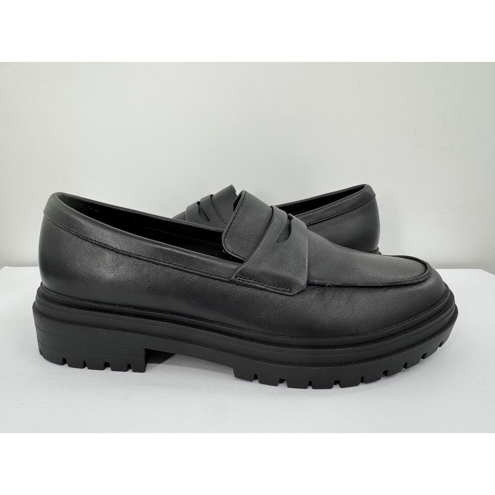 Quince Black Italian Leather Lug Sole Loafer Chunky Shoes Penny Thick 9 NOWB